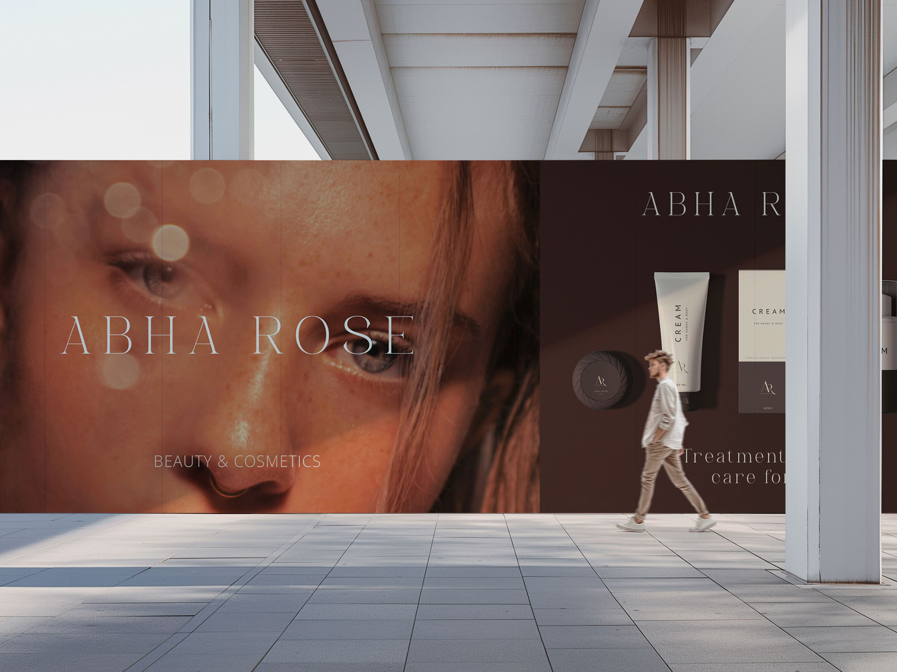 soft palette advertisement mockup for Abha Rose brand
