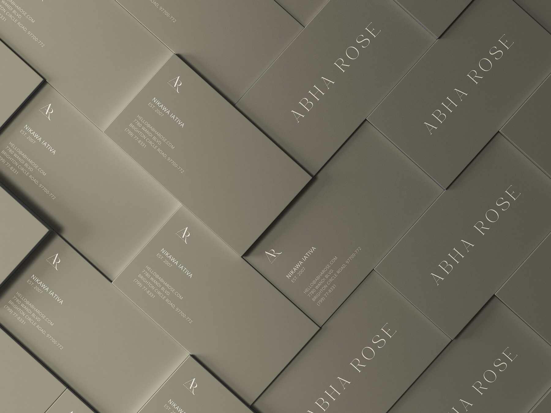 brand stationery and print material for Abha Rose